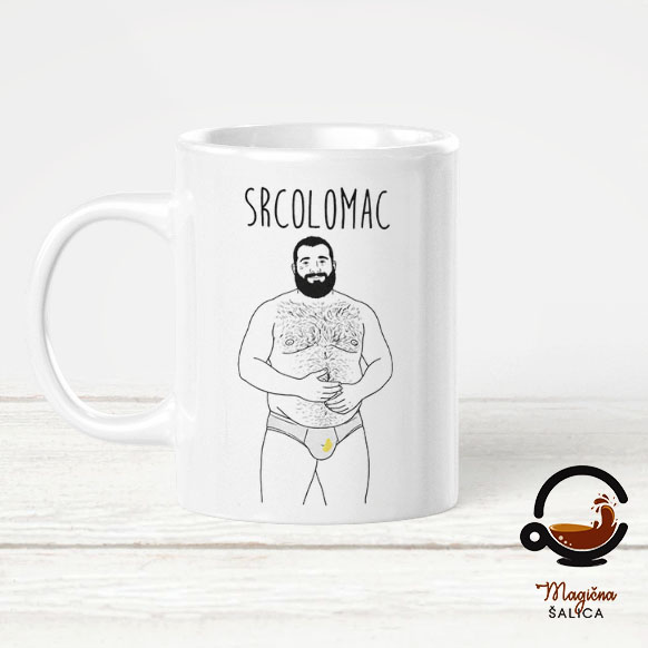 srcolomac-bijela Šalica „Srcolomac“ – zabavan i originalan poklon za muškarca