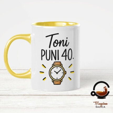 Personalizirana šalica „Puni 40“ s imenom i brojem godina – poklon za rođendan