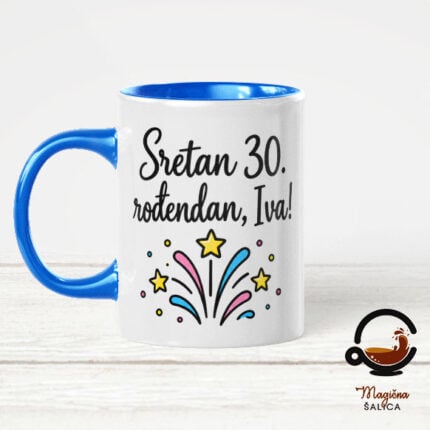 Personalizirana šalica „Sretan rođendan“ s brojem godina – poklon za rođendan