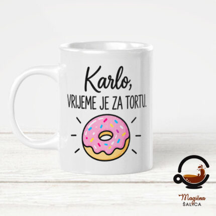 Personalizirana šalica „Vrijeme je za tortu“ – originalan poklon za rođendan