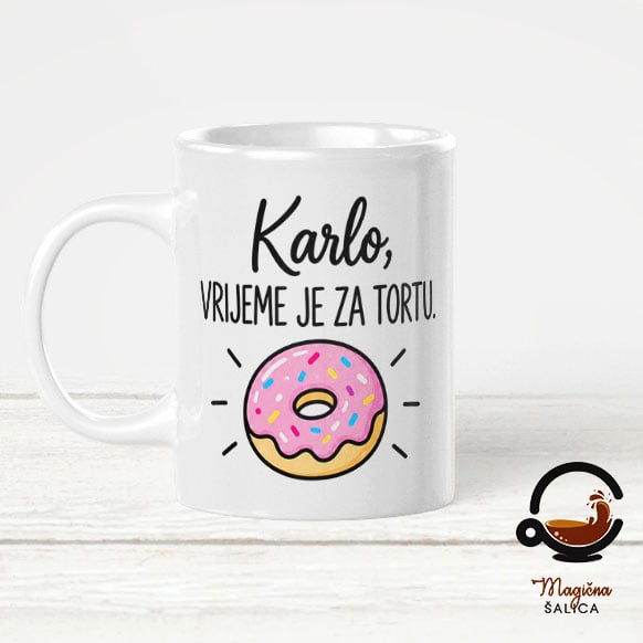 vrijeme-je-za-tortu-bijela Personalizirana šalica „Vrijeme je za tortu“ – originalan poklon za rođendan